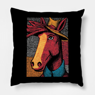 Rustic Farmer Horse Art Pillow