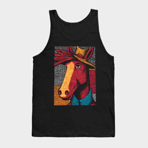 Rustic Farmer Horse Art Tank Top by TuncGK