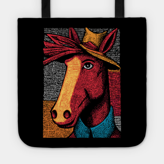 Rustic Farmer Horse Art Tote by TuncGK