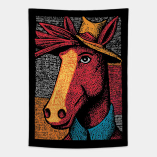 Rustic Farmer Horse Art Tapestry