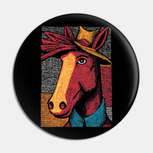 Rustic Farmer Horse Art Pin