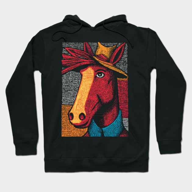 Rustic Farmer Horse Art Hoodie by TuncGK