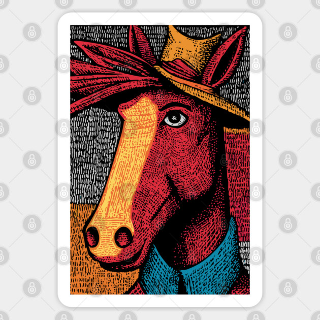 Rustic Farmer Horse Art Sticker by TuncGK