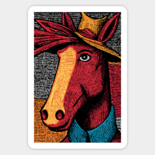 Rustic Farmer Horse Art Magnet