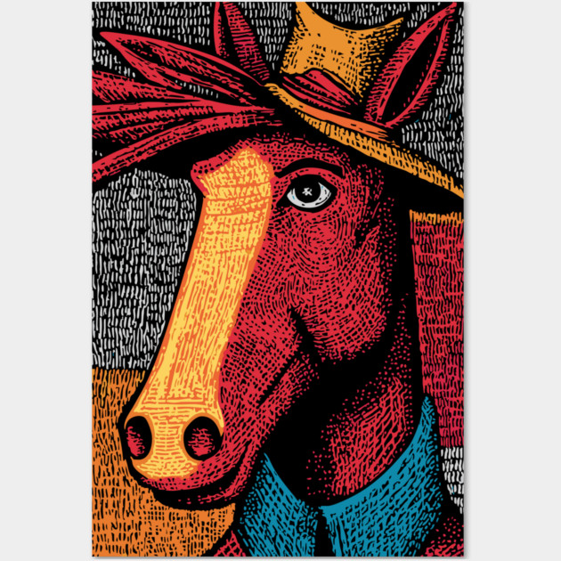 Rustic Farmer Horse Art Wall Art by TuncGK