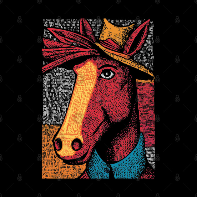 Rustic Farmer Horse Art by TuncGK