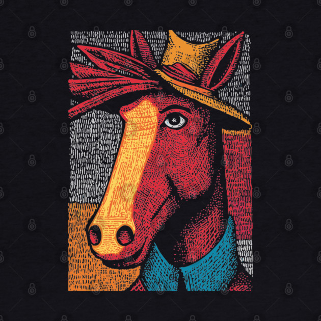 Rustic Farmer Horse Art by TuncGK