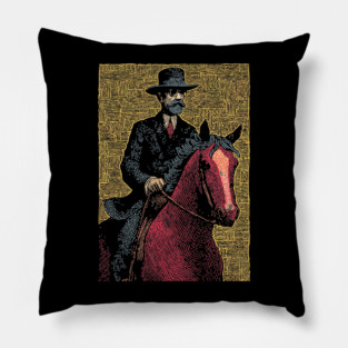 Elegant Victorian Horse and Rider Illustration Art Pillow
