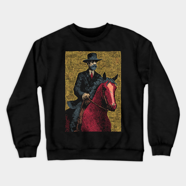 Elegant Victorian Horse and Rider Illustration Art Crewneck Sweatshirt by TuncGK