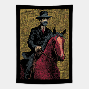 Elegant Victorian Horse and Rider Illustration Art Tapestry