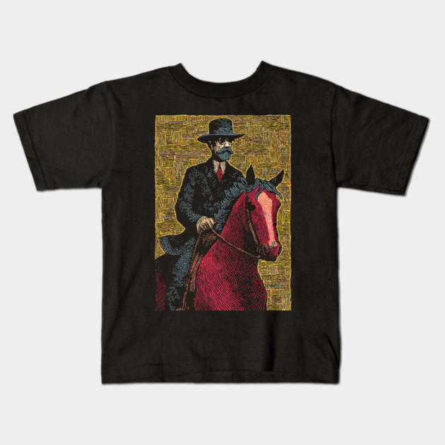 Elegant Victorian Horse and Rider Illustration Art Kids T-Shirt by TuncGK