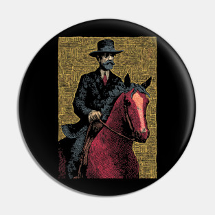 Elegant Victorian Horse and Rider Illustration Art Pin