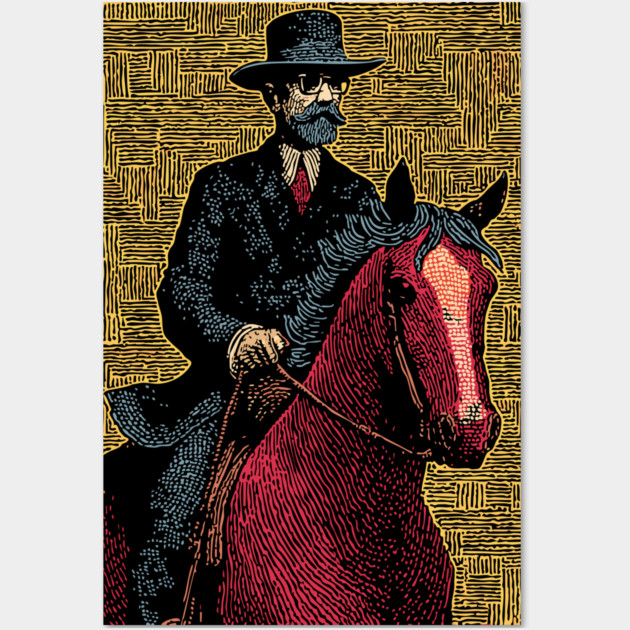 Elegant Victorian Horse and Rider Illustration Art Wall Art by TuncGK