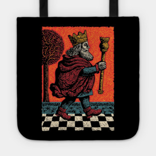 Surreal Chess King Walking with Anxious Expression Tote
