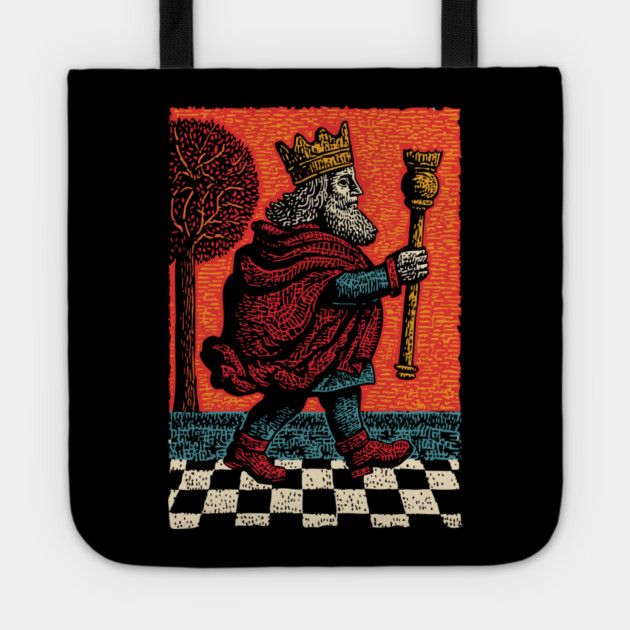 Surreal Chess King Walking with Anxious Expression Tote by TuncGK