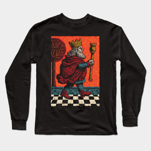 Surreal Chess King Walking with Anxious Expression Long Sleeve T-Shirt by TuncGK