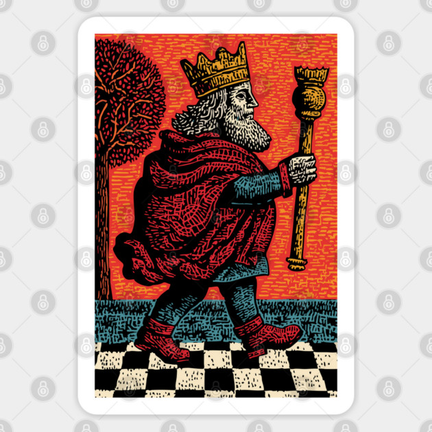 Surreal Chess King Walking with Anxious Expression Sticker by TuncGK