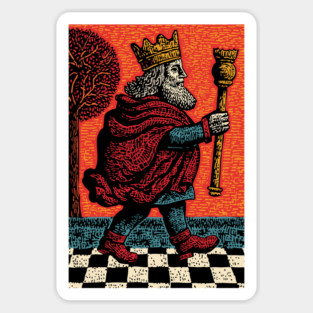 Surreal Chess King Walking with Anxious Expression Magnet