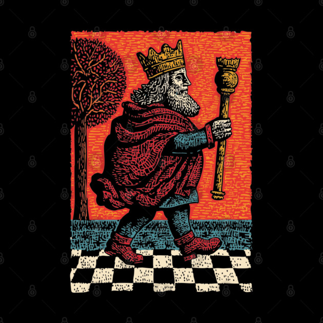 Surreal Chess King Walking with Anxious Expression by TuncGK
