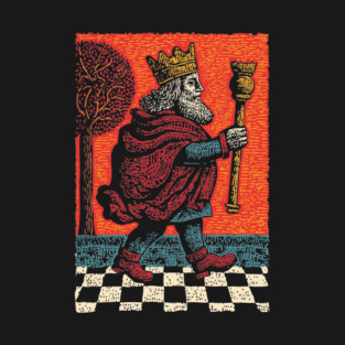 Surreal Chess King Walking with Anxious Expression T-Shirt