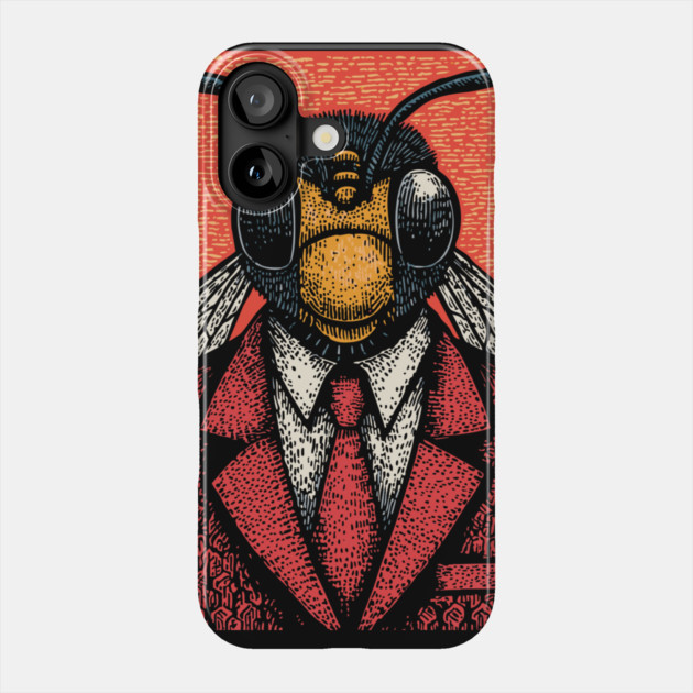 Humorous Fly-Headed Office Worker Surreal Art Design Phone Case by TuncGK