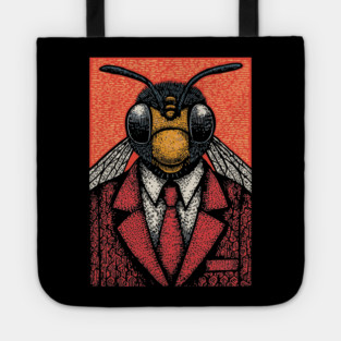 Humorous Fly-Headed Office Worker Surreal Art Design Tote