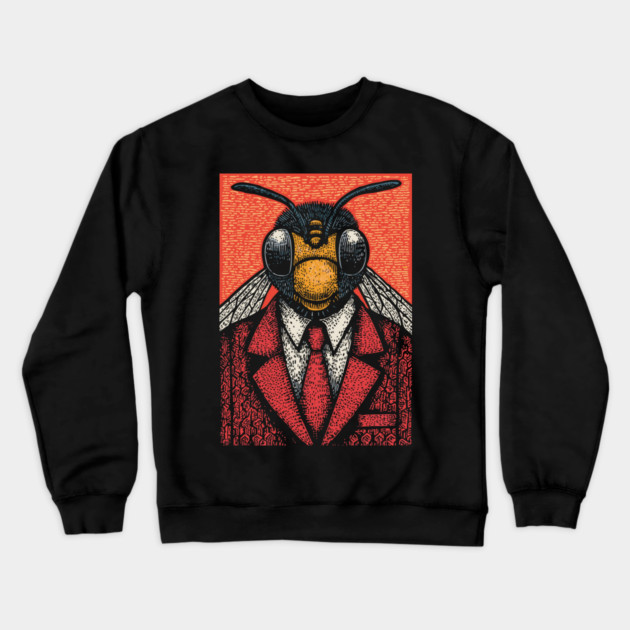 Humorous Fly-Headed Office Worker Surreal Art Design Crewneck Sweatshirt by TuncGK