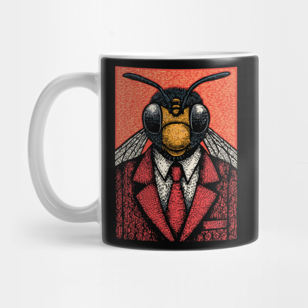 Humorous Fly-Headed Office Worker Surreal Art Design by TuncGK