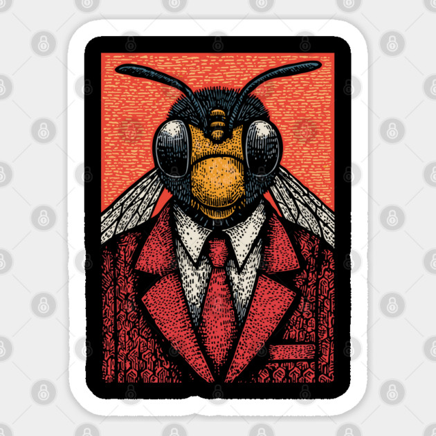 Humorous Fly-Headed Office Worker Surreal Art Design Sticker by TuncGK
