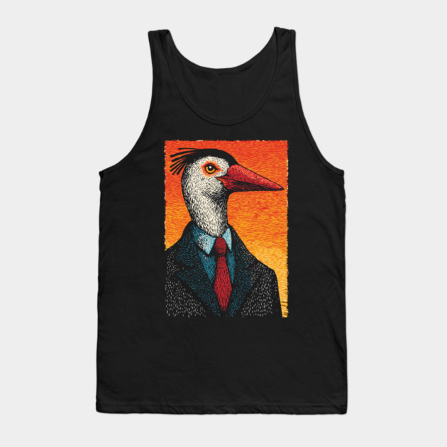 Surreal Heron-Headed Businessman in Suit Tank Top by TuncGK