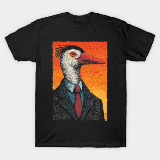 Surreal Heron-Headed Businessman in Suit T-Shirt