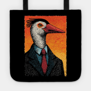 Surreal Heron-Headed Businessman in Suit Tote
