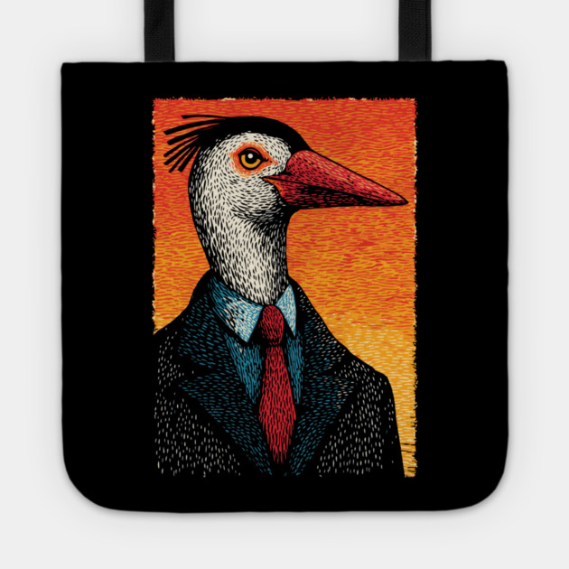 Surreal Heron-Headed Businessman in Suit Tote by TuncGK