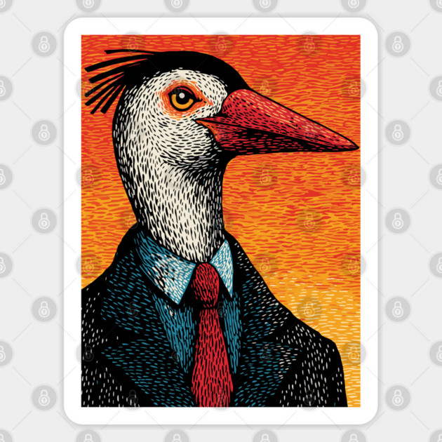 Surreal Heron-Headed Businessman in Suit Sticker by TuncGK