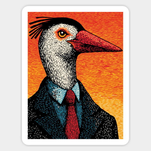 Surreal Heron-Headed Businessman in Suit Magnet by TuncGK