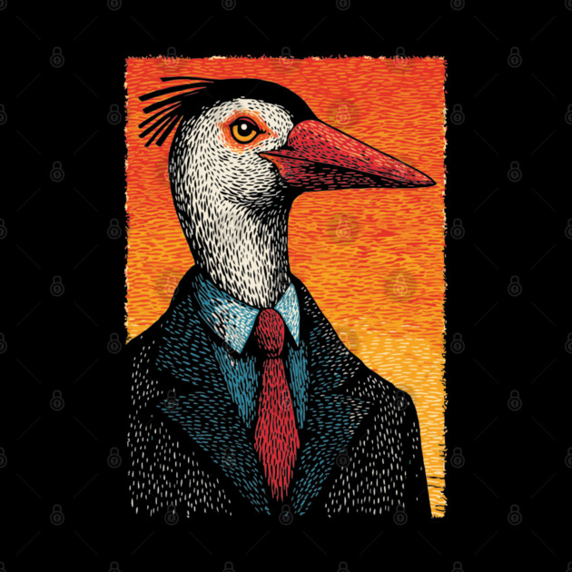 Surreal Heron-Headed Businessman in Suit by TuncGK