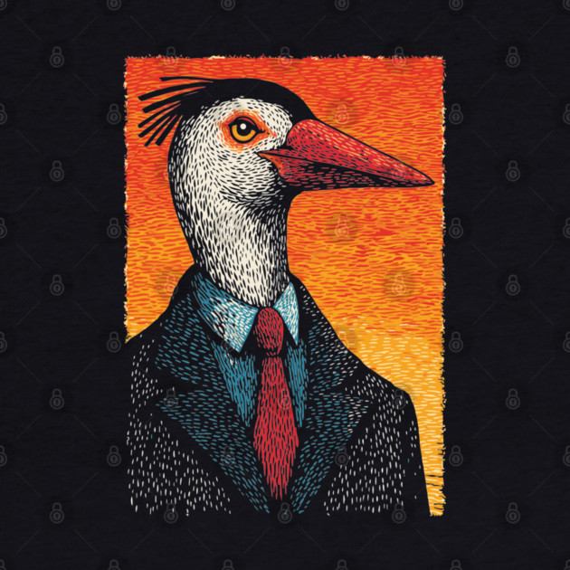 Surreal Heron-Headed Businessman in Suit by TuncGK