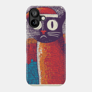 Whimsical Christmas Black Cat with Santa Hat Design Phone Case