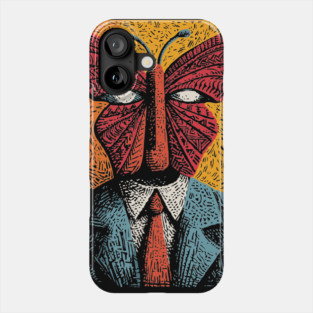 Creepy Butterfly-Headed Businessman Surreal Dark Art Phone Case