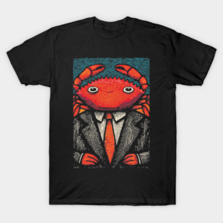 Quirky Crab-Headed Businessman in Suit Art Design T-Shirt