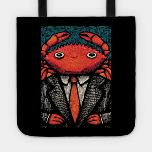 Quirky Crab-Headed Businessman in Suit Art Design Tote