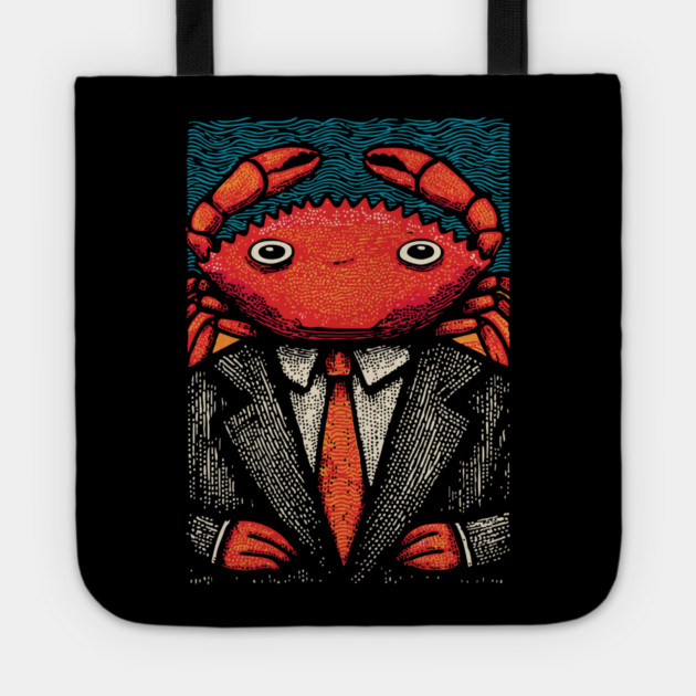 Quirky Crab-Headed Businessman in Suit Art Design Tote by TuncGK