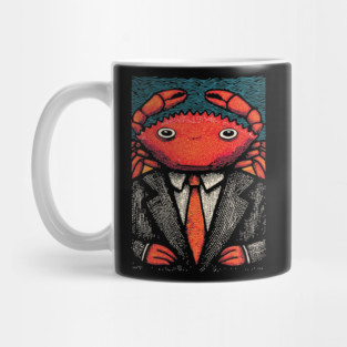 Quirky Crab-Headed Businessman in Suit Art Design Mug