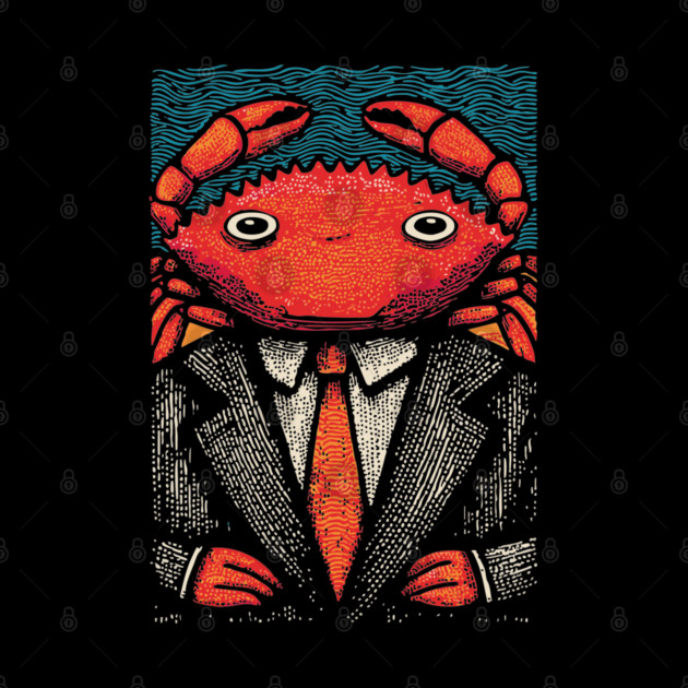 Quirky Crab-Headed Businessman in Suit Art Design by TuncGK