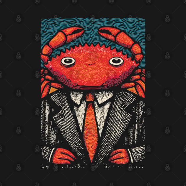 Quirky Crab-Headed Businessman in Suit Art Design by TuncGK