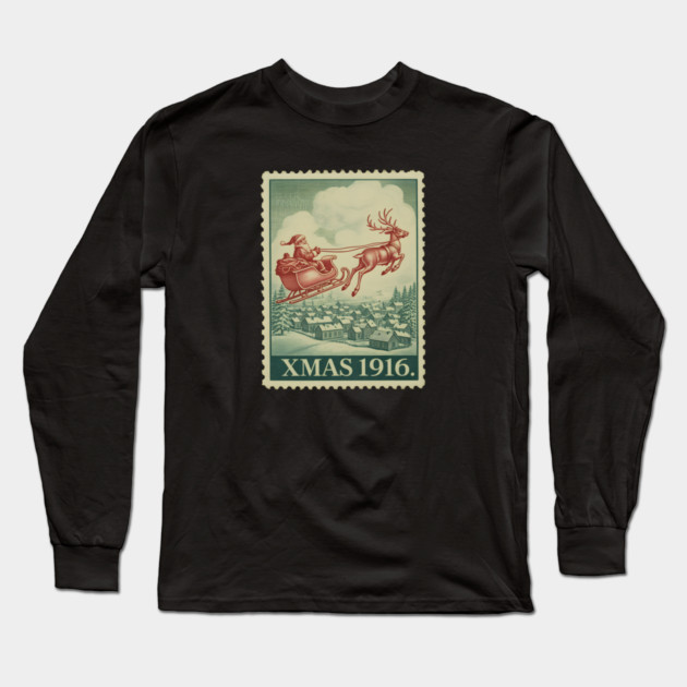 Classic-Christmas-Stamp Long Sleeve T-Shirt by JessArty