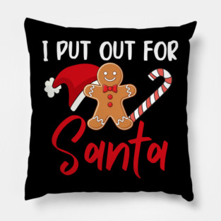 Funny Gingerbread Man With Santa Hat And Candy Cane Christmas Humor Pillow