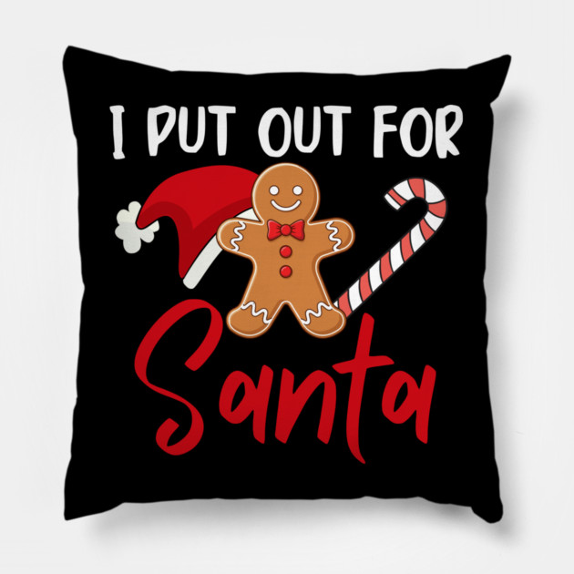 Funny Gingerbread Man With Santa Hat And Candy Cane Christmas Humor Pillow by Creatifly Graphic Tees