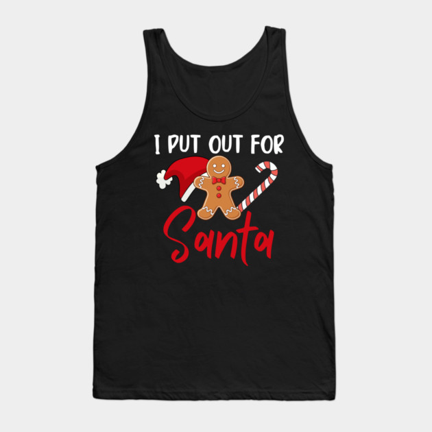 Funny Gingerbread Man With Santa Hat And Candy Cane Christmas Humor Tank Top by Creatifly Graphic Tees