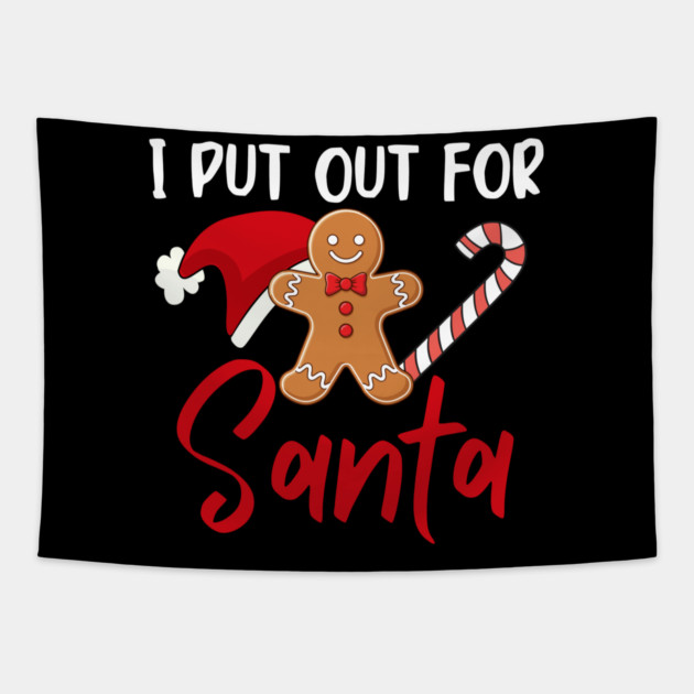 Funny Gingerbread Man With Santa Hat And Candy Cane Christmas Humor Tapestry by Creatifly Graphic Tees